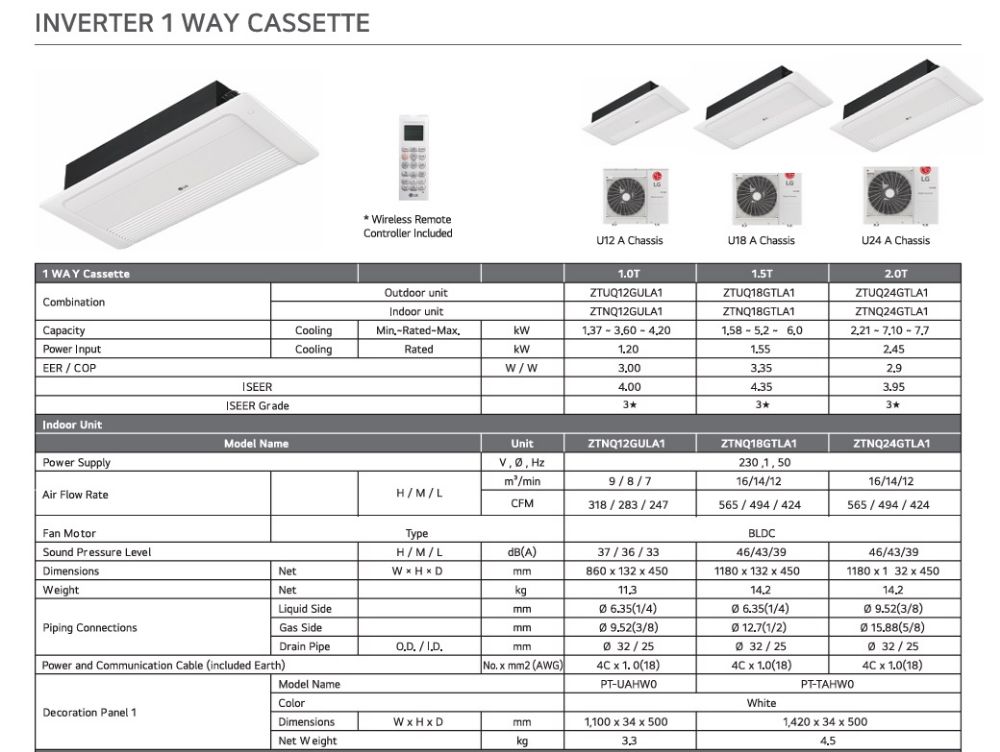 LG cassette ac 1 way type